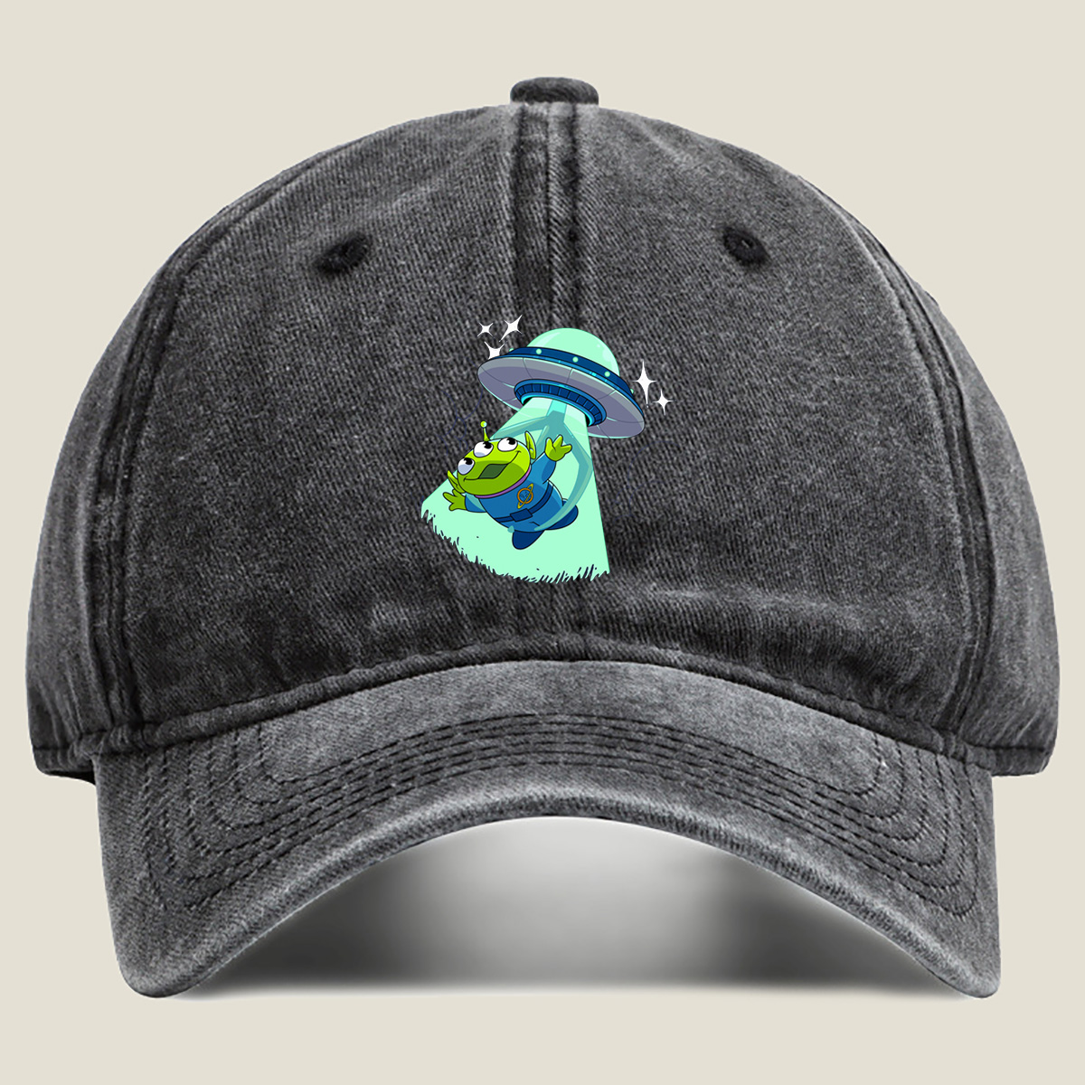 Alien from Toy Story Abducted by UFO - Washed Denim - Baseball Cap