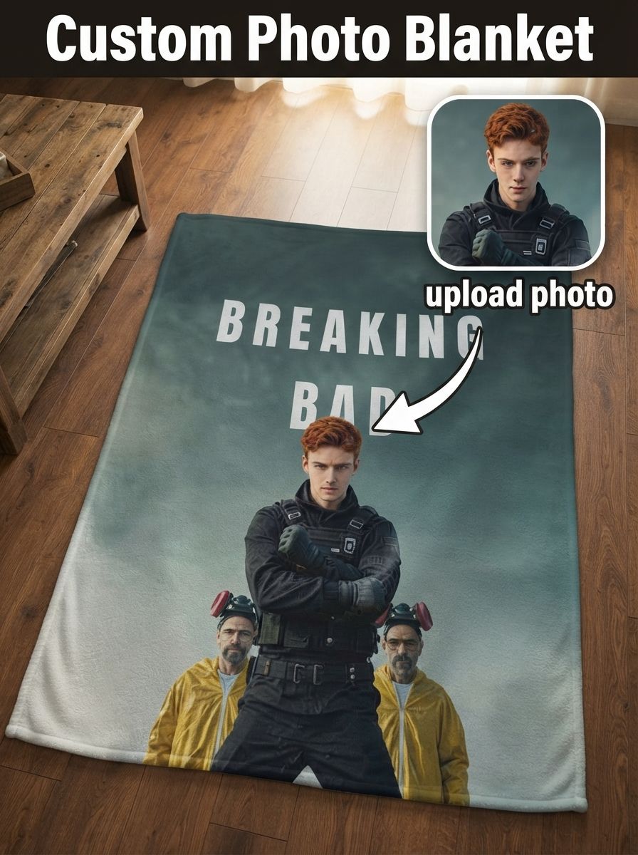 Custom Photo Face Flannel Blanket Personalized Portrait Graphic Print Cozy Warm Anti Pilling Throw Blanket for Bed