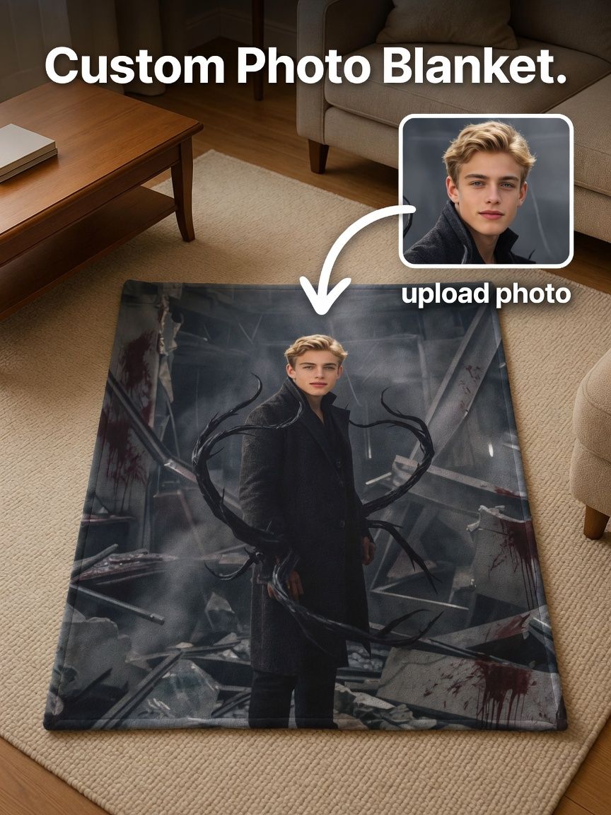 Custom Photo Blanket Personalized Portrait Print Flannel Fleece Throw Skin Friendly Anti Pilling Ideal Gift