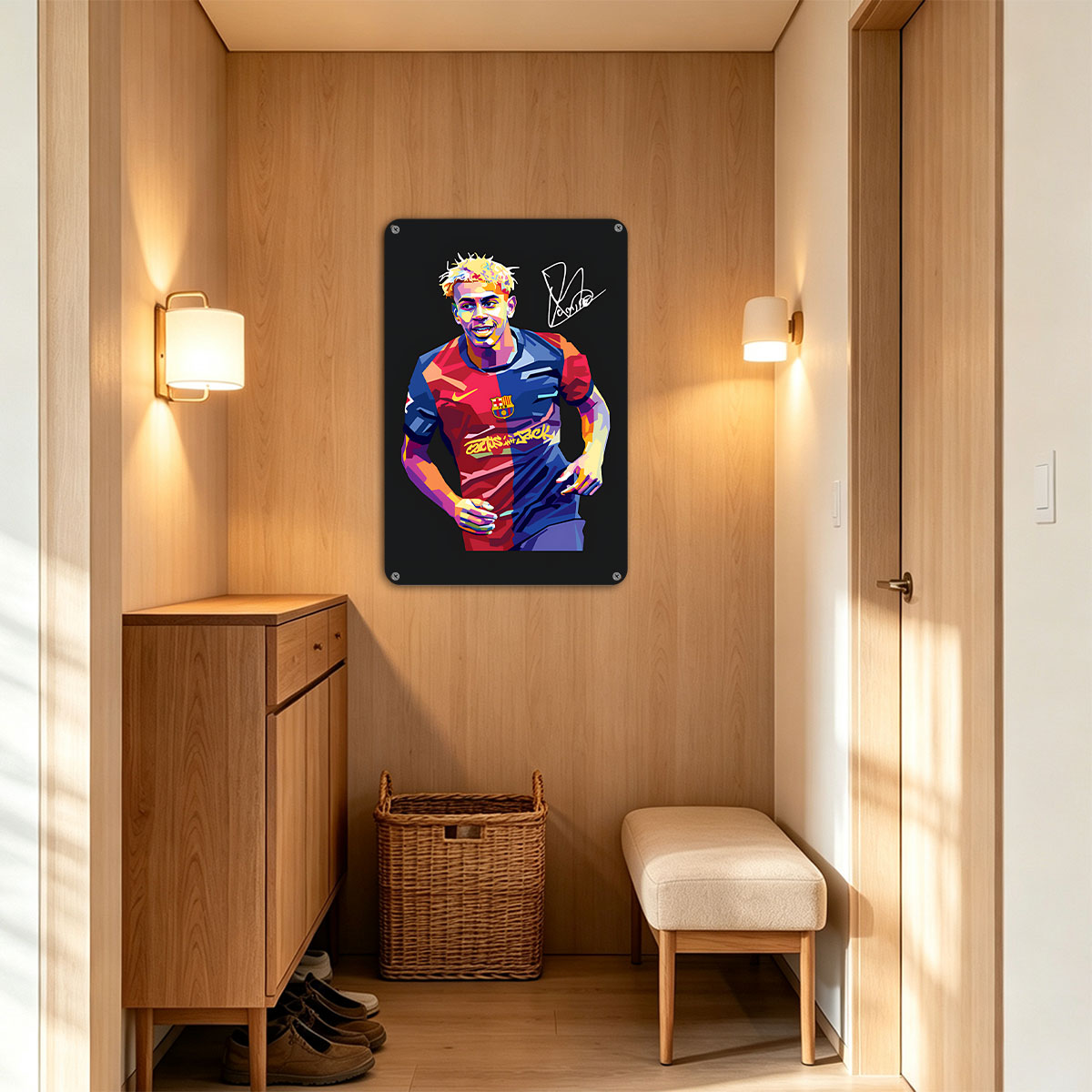 Lamine Yamal in FC Barcelona Jersey, Artistic Portrait - painting