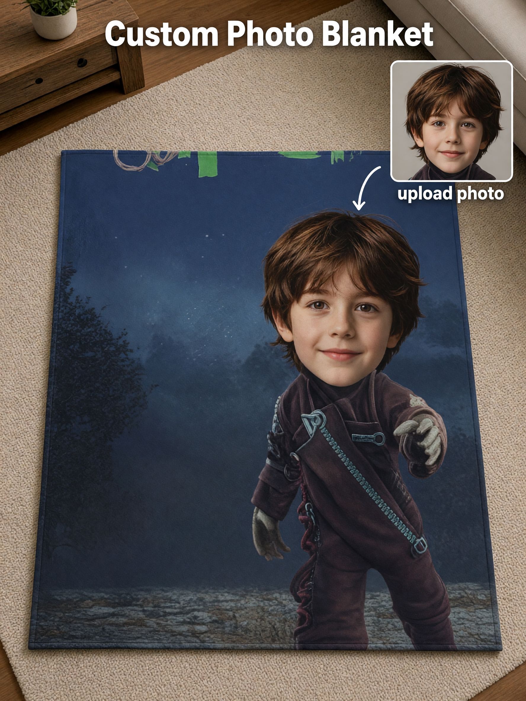 Personalized Face Photo Blanket Custom Soft Flannel Fleece Throw Lightweight Anti-Pilling Cover Ideal Personalized Gift