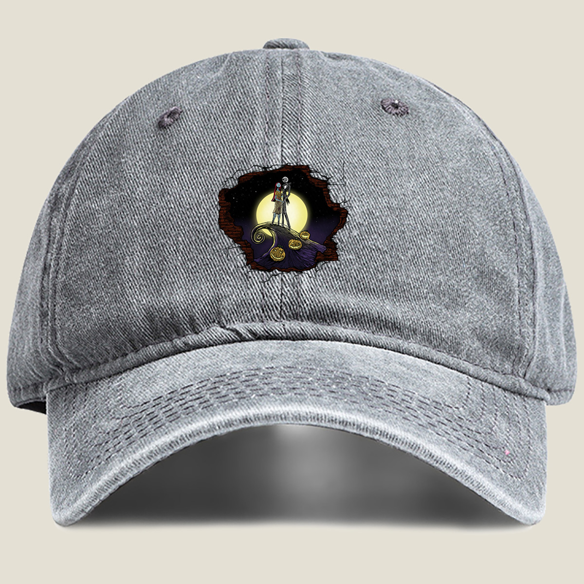 The Nightmare Before Christmas: Jack and Sally - Washed Denim - Baseball Cap