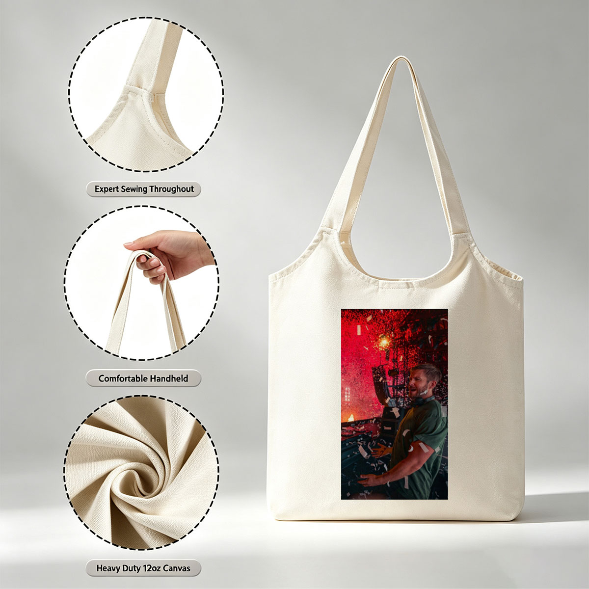 Calvin Harris Live Performance with Confetti and Red Lighting Effects - Canvas shoulder bags/