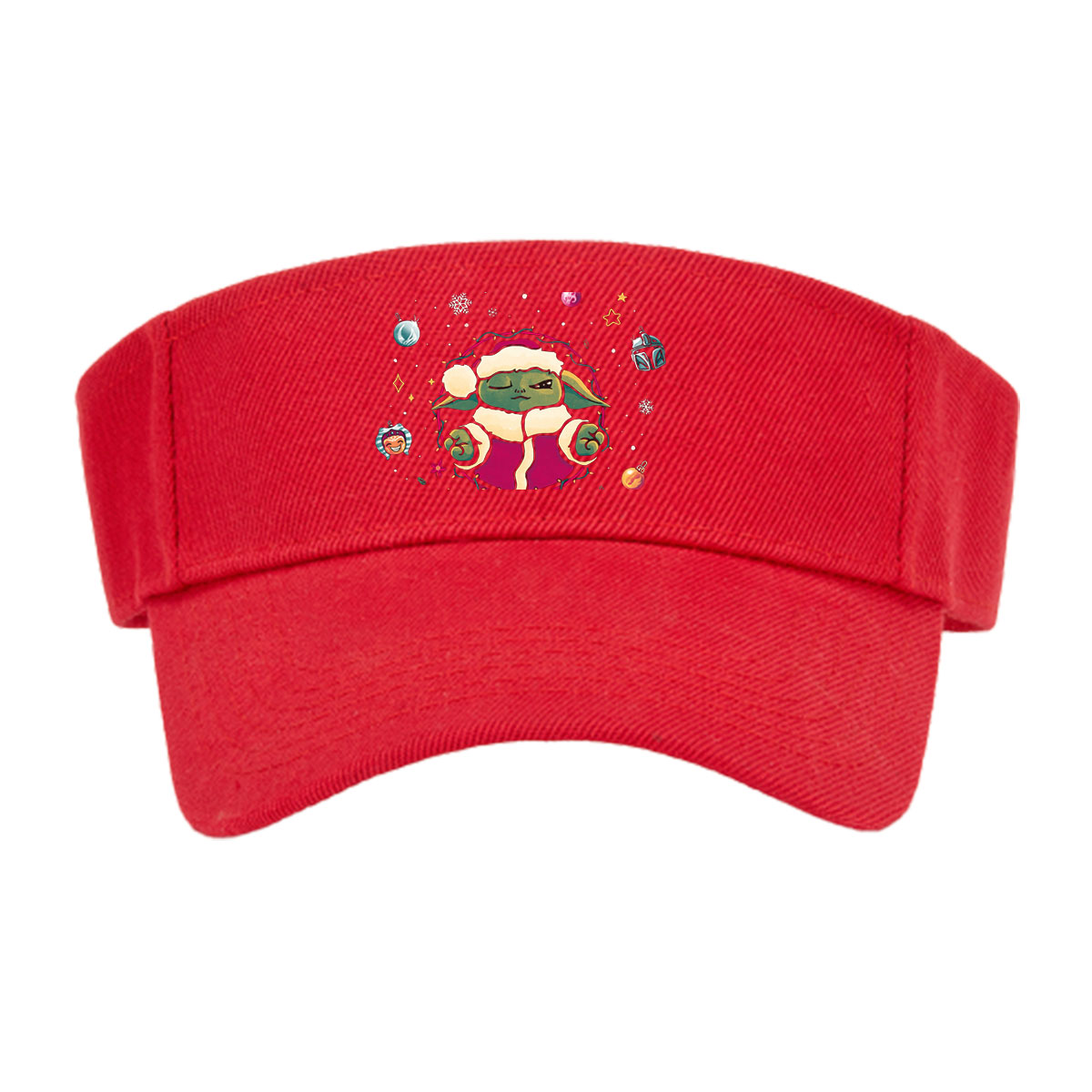 Baby Yoda in Santa Outfit with Star Wars Christmas Ornaments -  Visor cap
