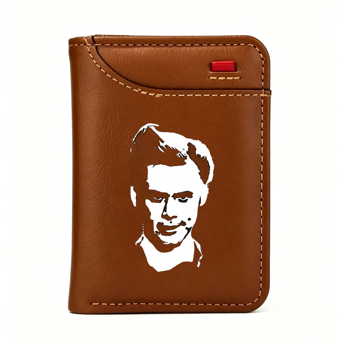 Steve Jobs Portrait in Black and White Stylized Art - Vertical Style Wallet