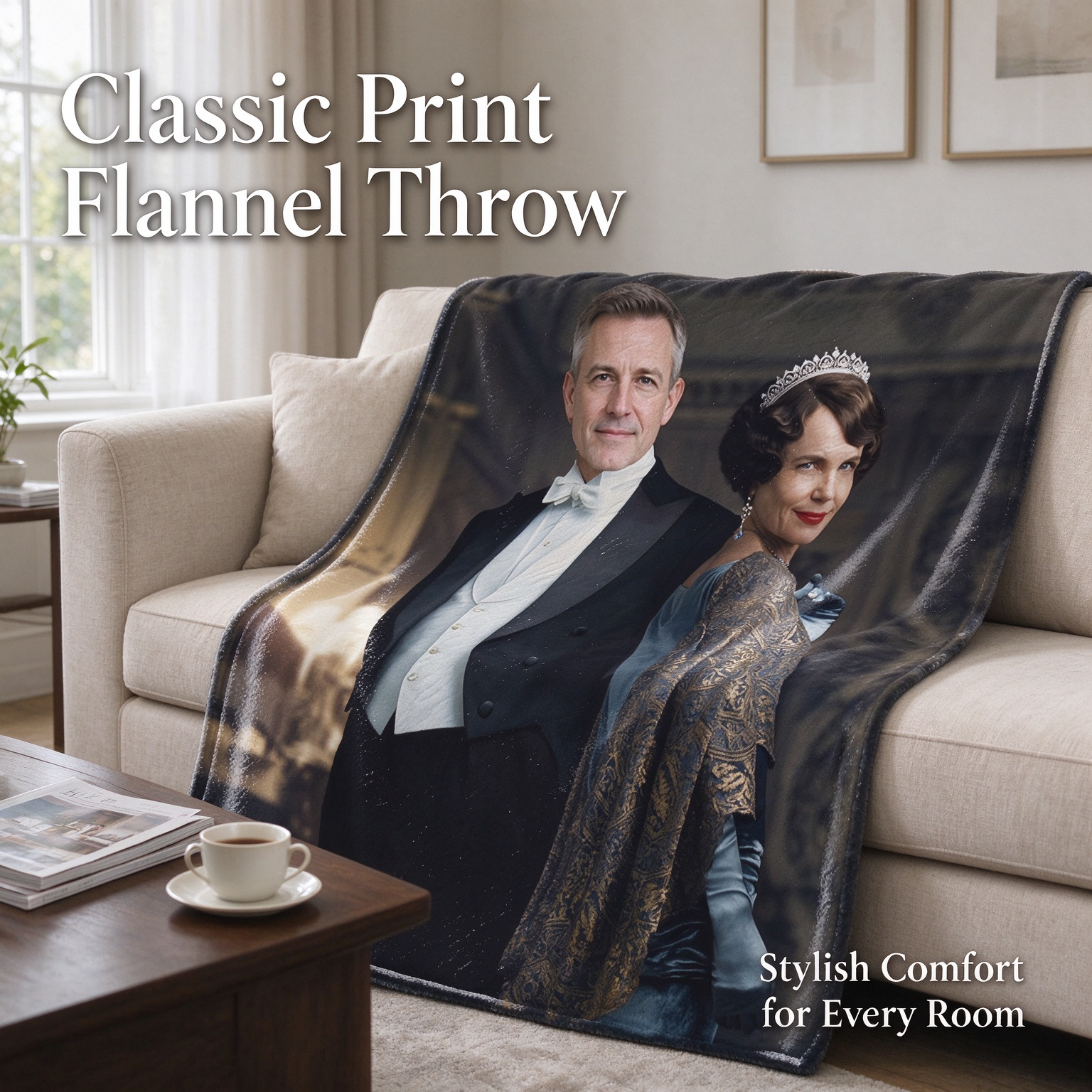 Custom Photo Face Flannel Blanket, Personalized Portrait Throw for Bed and Couch, Ideal Cozy Keepsake Gift