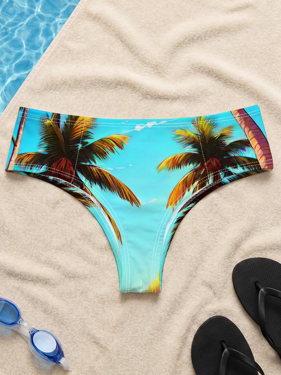 Tropical Sunset Beach with Palm Trees and a Solitary Figure -  Men's swim trunks