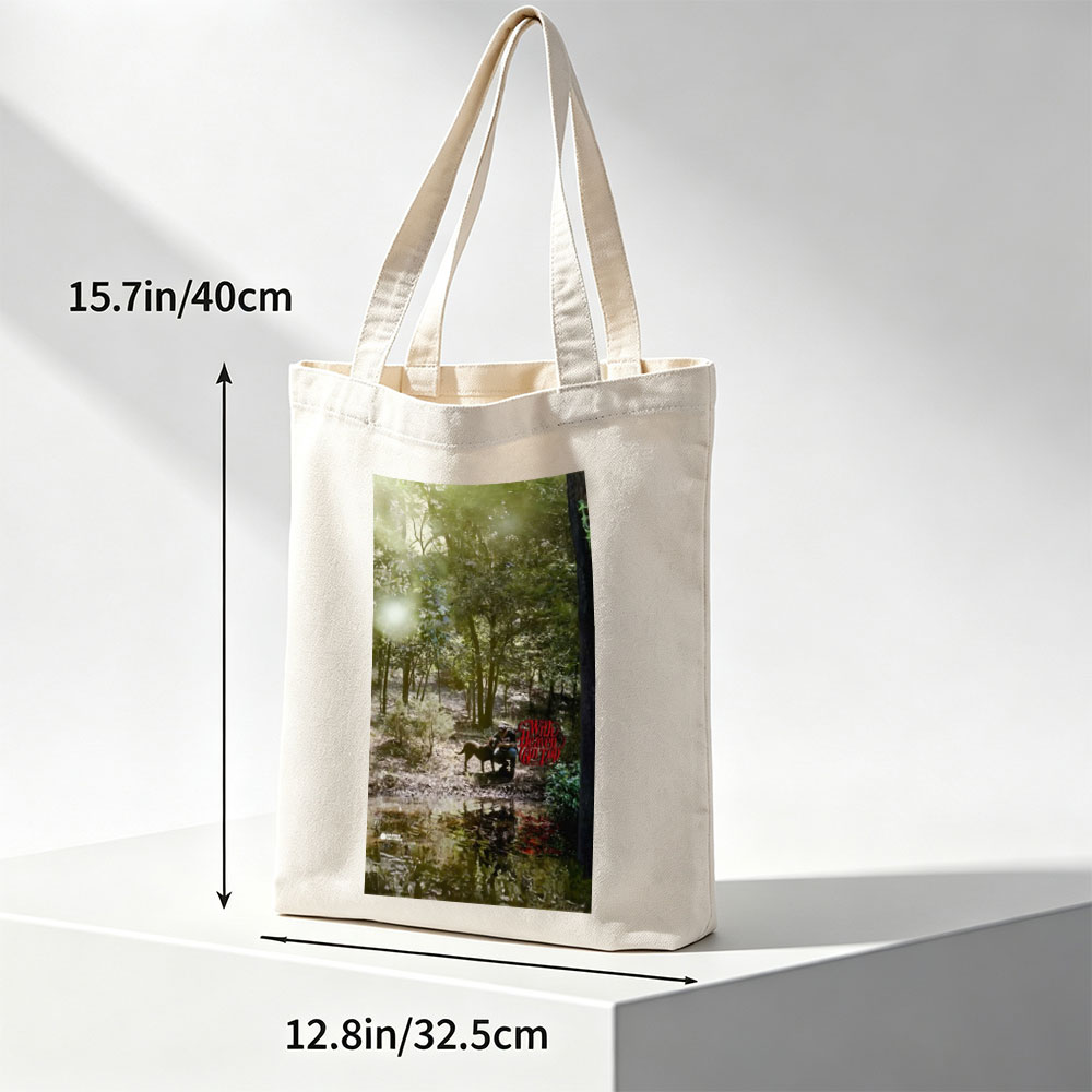 Warren Zevon in the Forest with Dog and Reflection in Water - Canvas tote bags