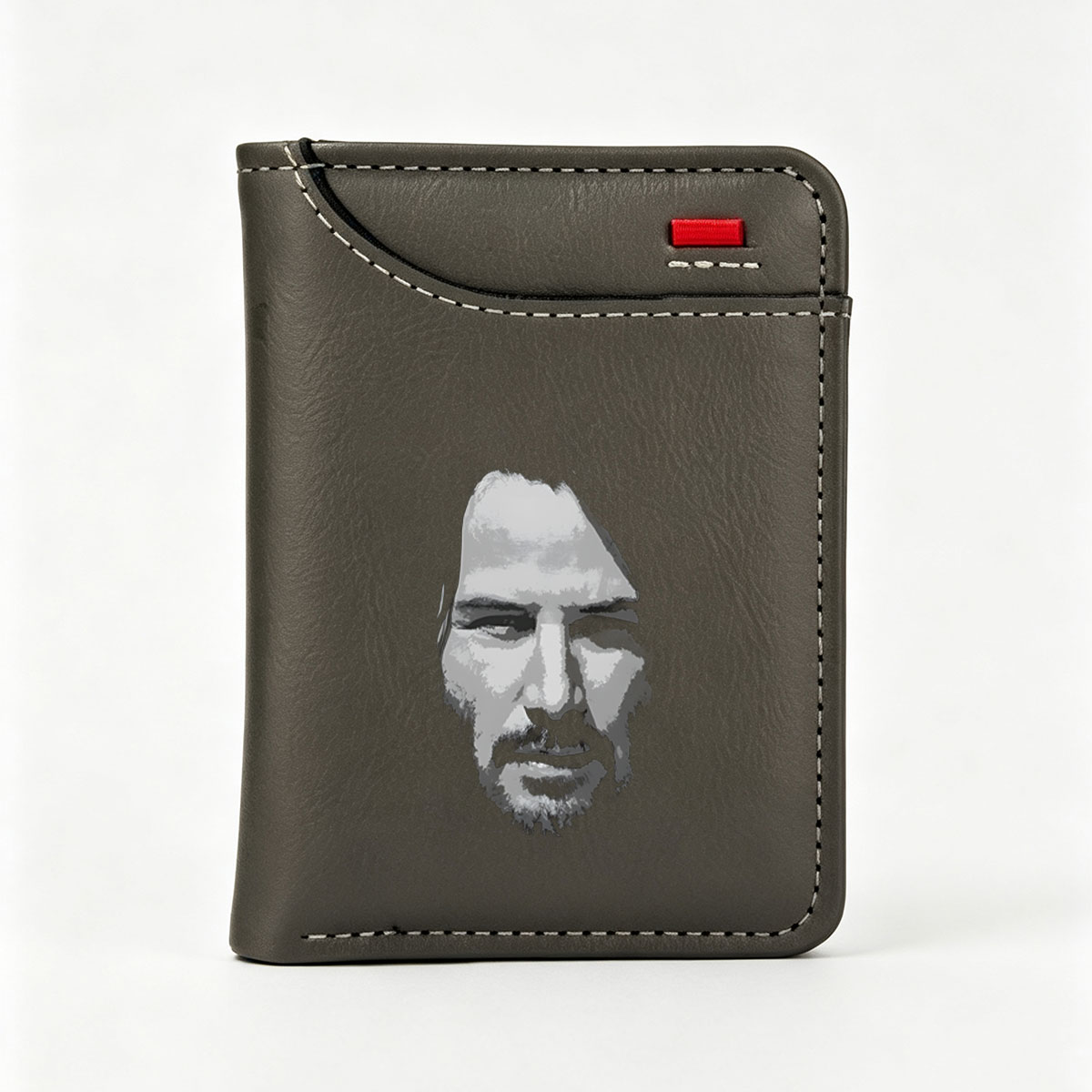 Keanu Reeves in a stylized black and white portrait - Vertical Style Wallet