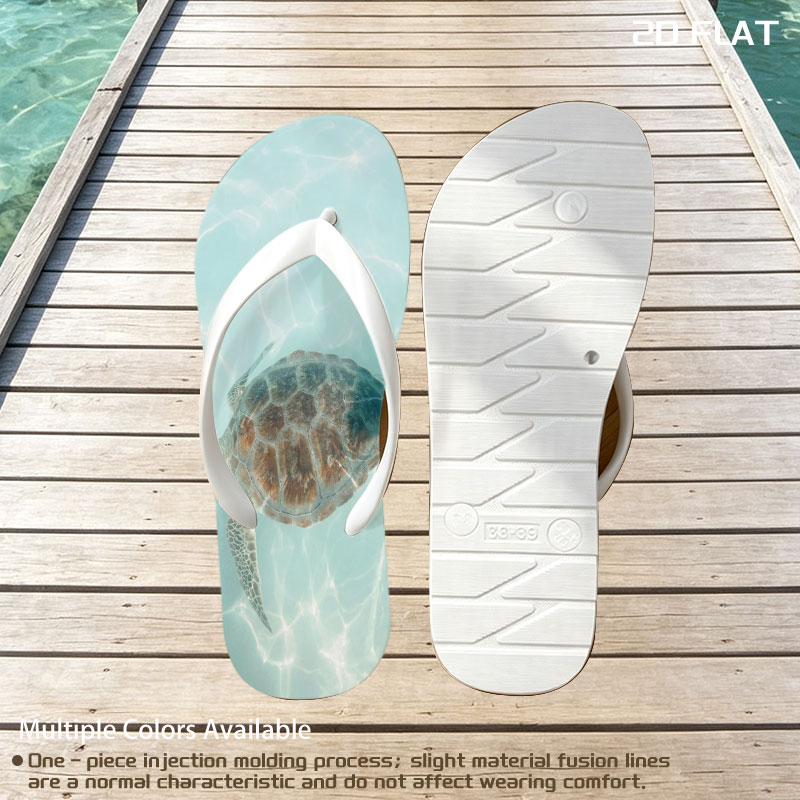 Sea Turtle Swimming in Clear Blue Water -  flip-flops