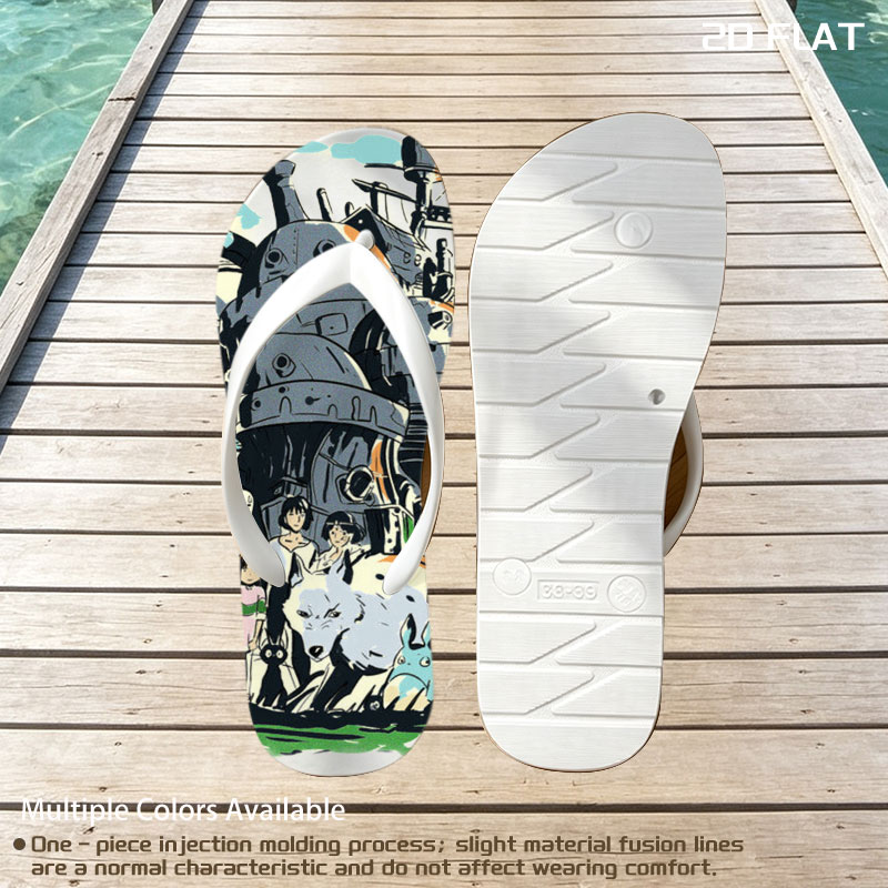 Studio Ghibli Characters and the Moving Castle Ensemble -  flip-flops