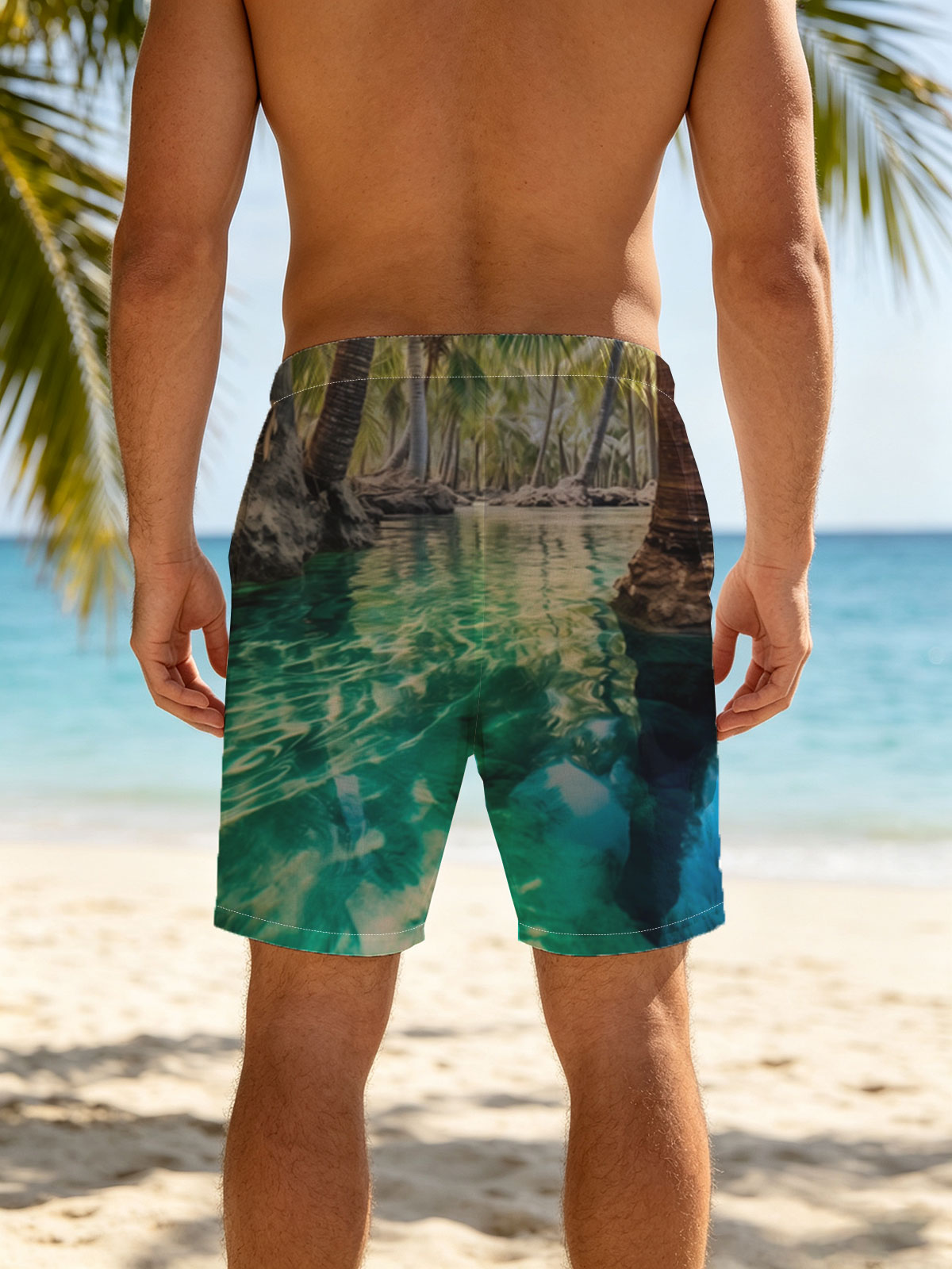 Crystal Clear Water Among Palm Trees -  Beach shorts