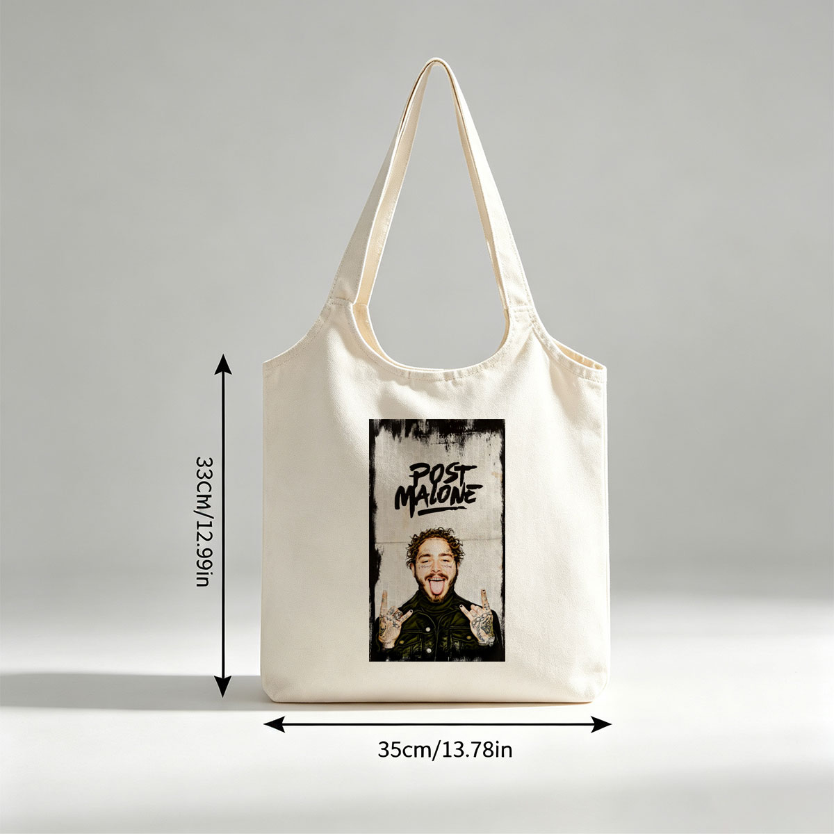 Post Malone Rocking the Peace Sign with Tongue Out in a Tattooed, Edgy Look - Canvas shoulder bags/