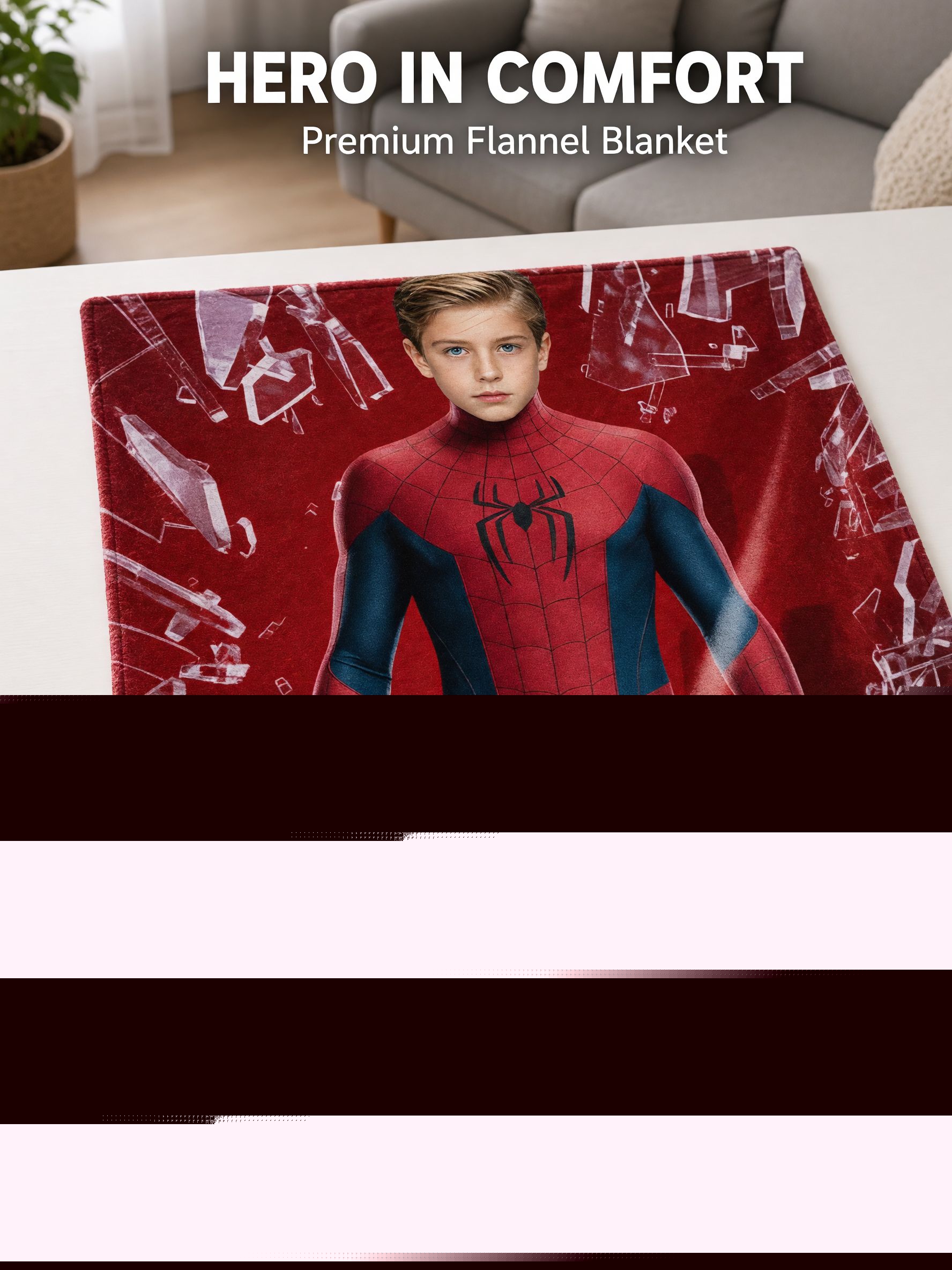 Custom Face Superhero Flannel Blanket, Personalized Photo Throw for Kids Adults, Ultra Soft Warm Bed Couch Cover