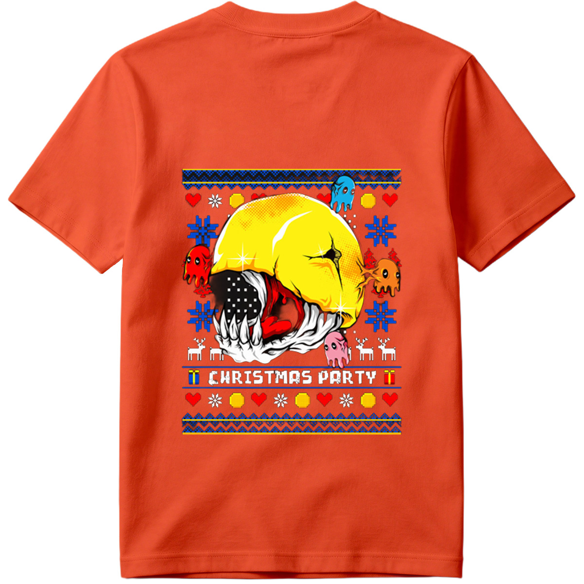 Pac-Man Christmas Party with Ghosts - Tee