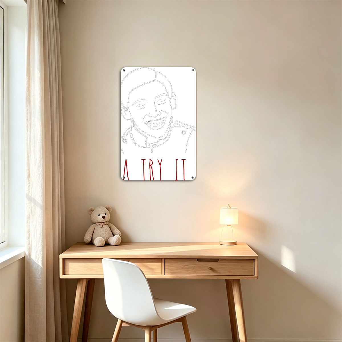 Imma Try It Out - Line Art Portrait of a Smiling Man - painting