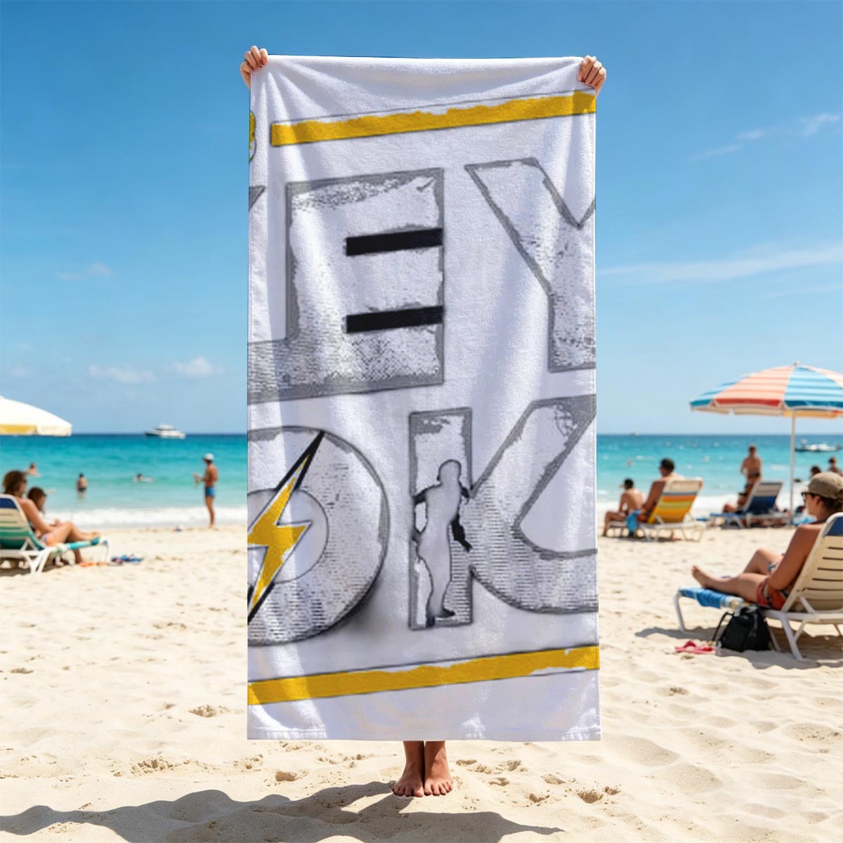 Vault 33: Okey Dokey – Fallout Themed Event with Lightning and Silhouette Design - Beach towels