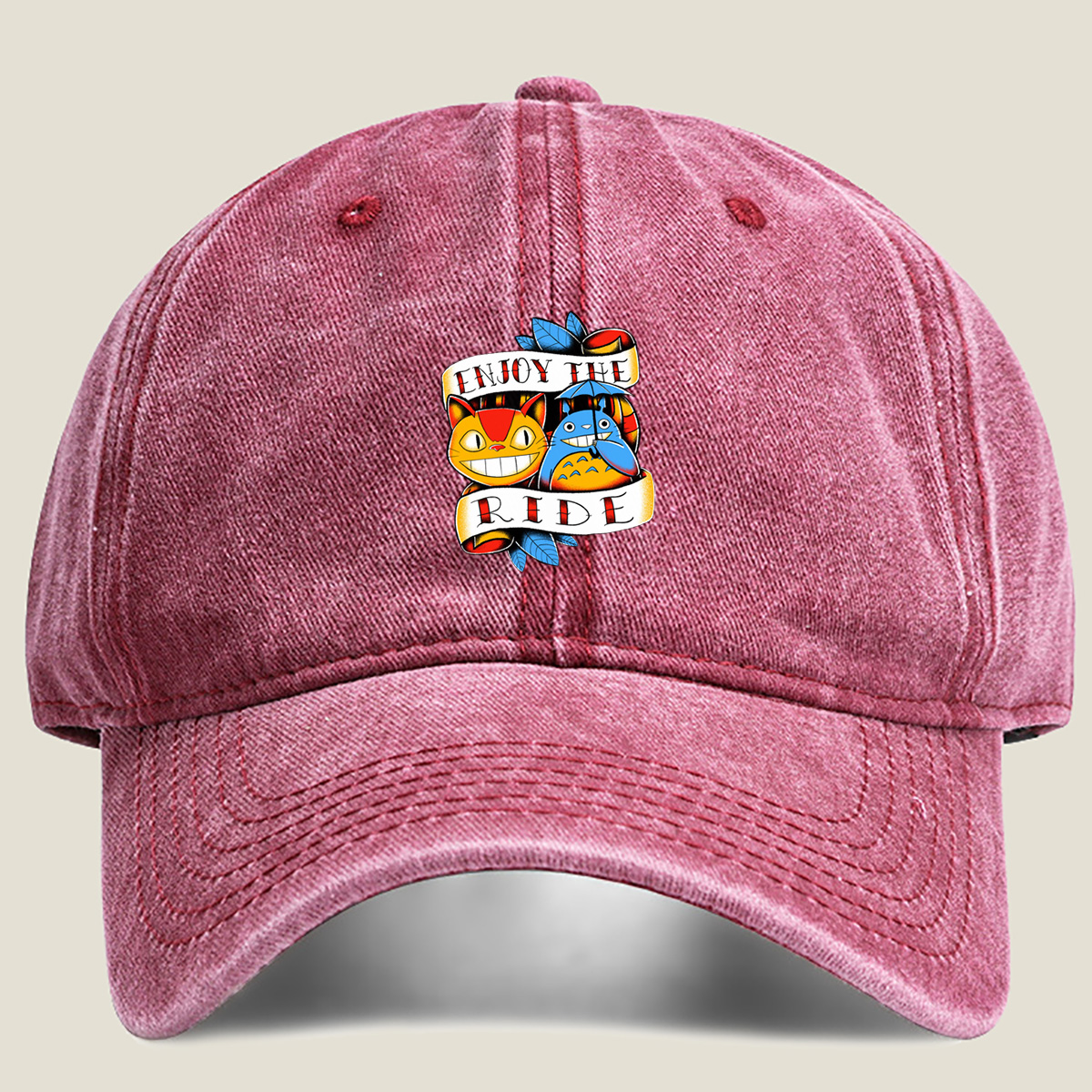 Totoro and Catbus: Enjoy the Ride - Washed Denim - Baseball Cap