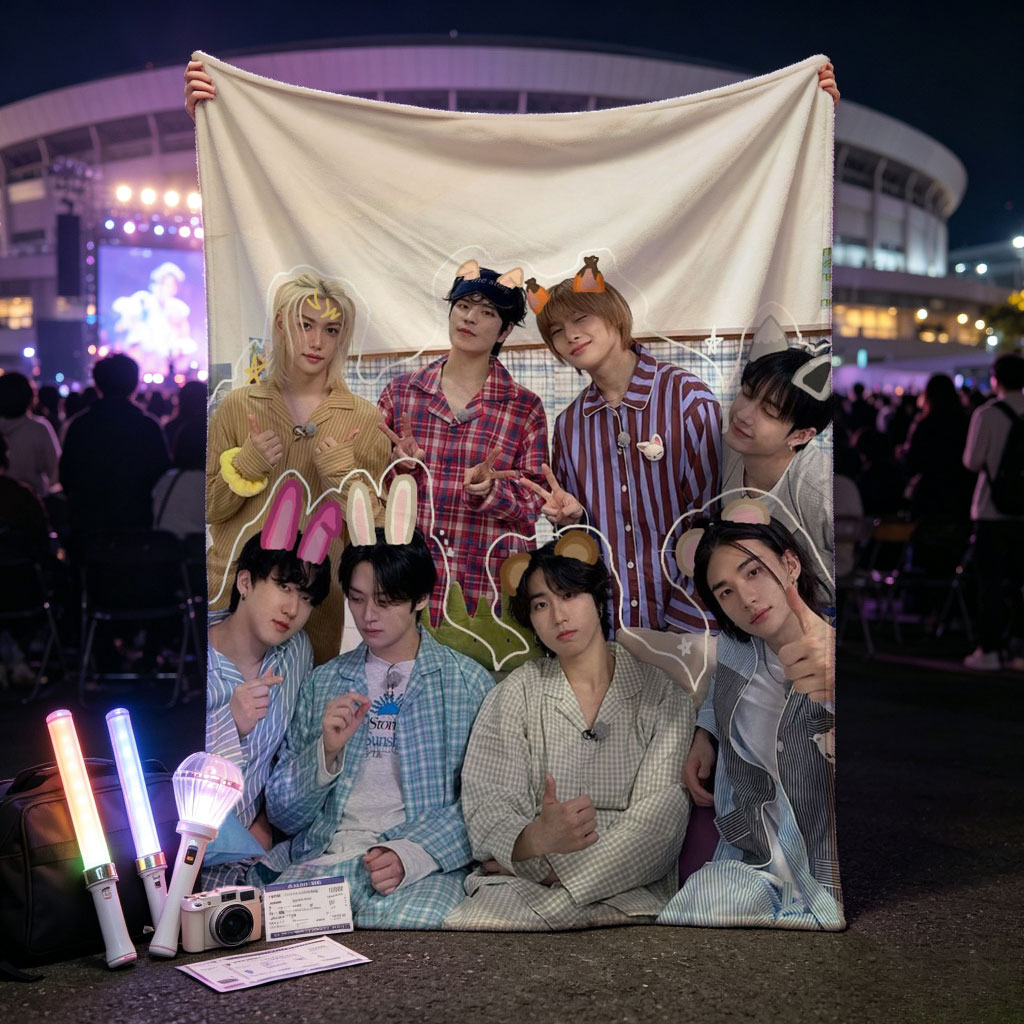 SEVENTEEN in Pajamas with Fun Animal Ears and Props in a Cozy Room Setting - Blankets