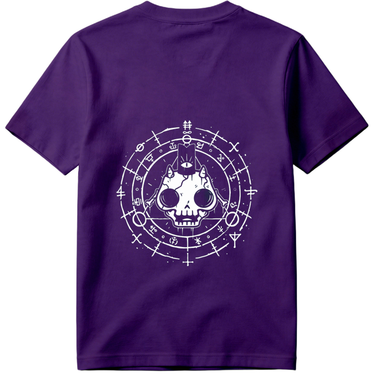 Skull with Horns and Mystical Symbols - Tee
