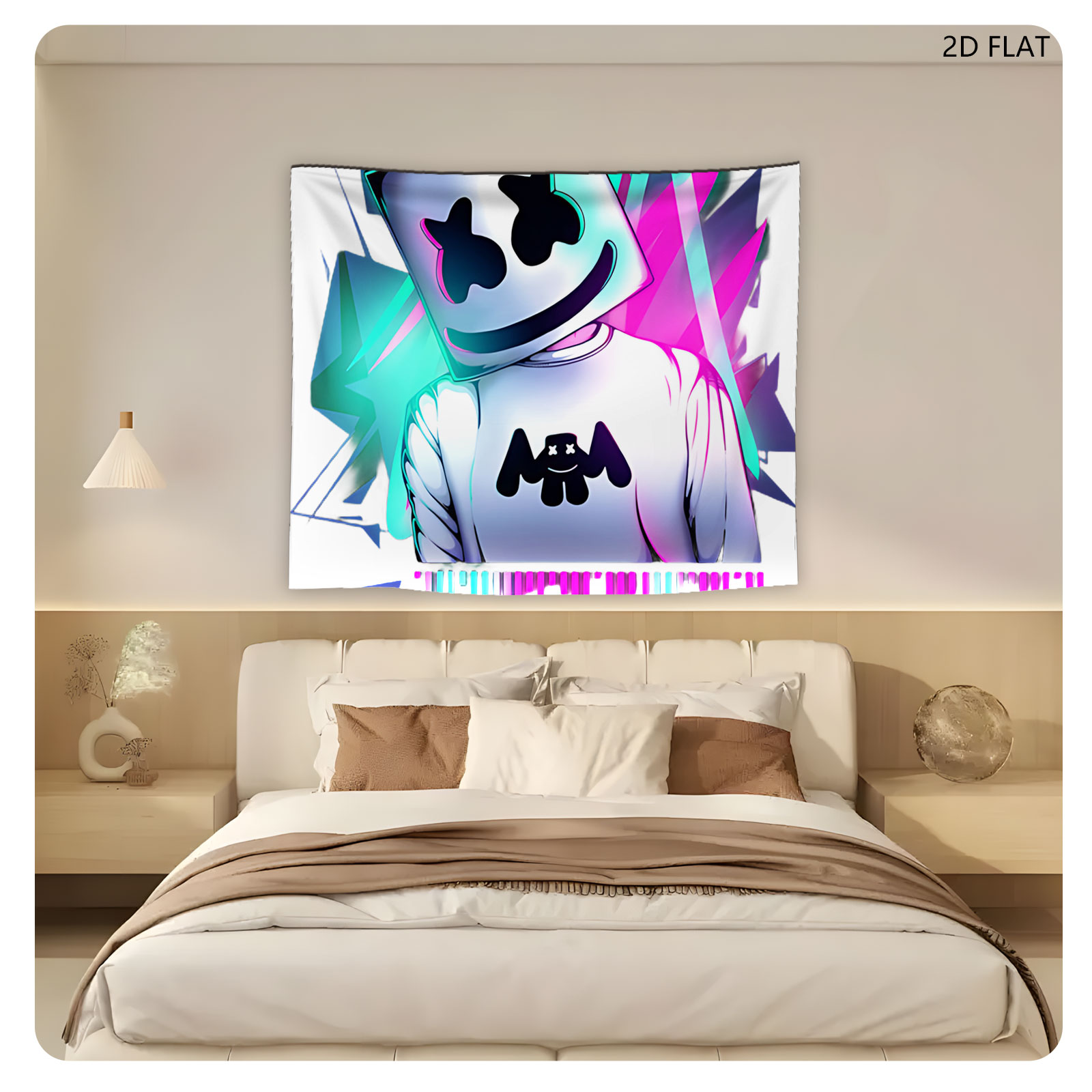 Marshmello DJ in Neon Glow with Music Visualizer - Tapestry