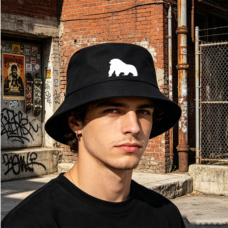 Unisex Classic Bucket Hat with Lion Silhouette Print - Lightweight Sun Protection Hat for Outdoor Activities, Ideal for Men and Women Who Love Nature and Adventure