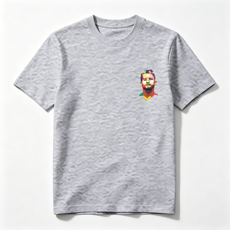 Colorful Geometric Portrait of a Bearded Man - Tee