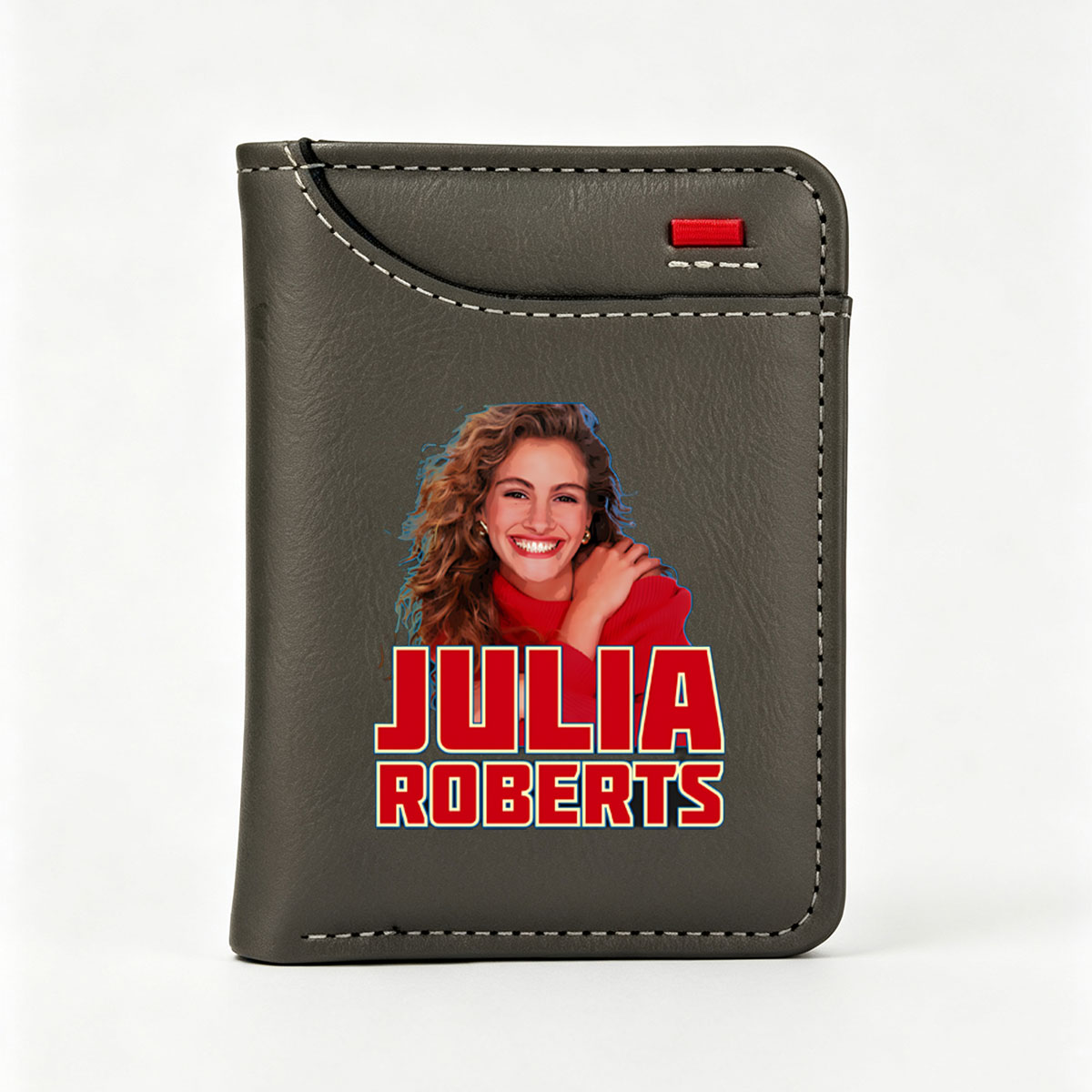 Julia Roberts: Iconic Hollywood Actress in Red Sweater Portrait - Vertical Style Wallet