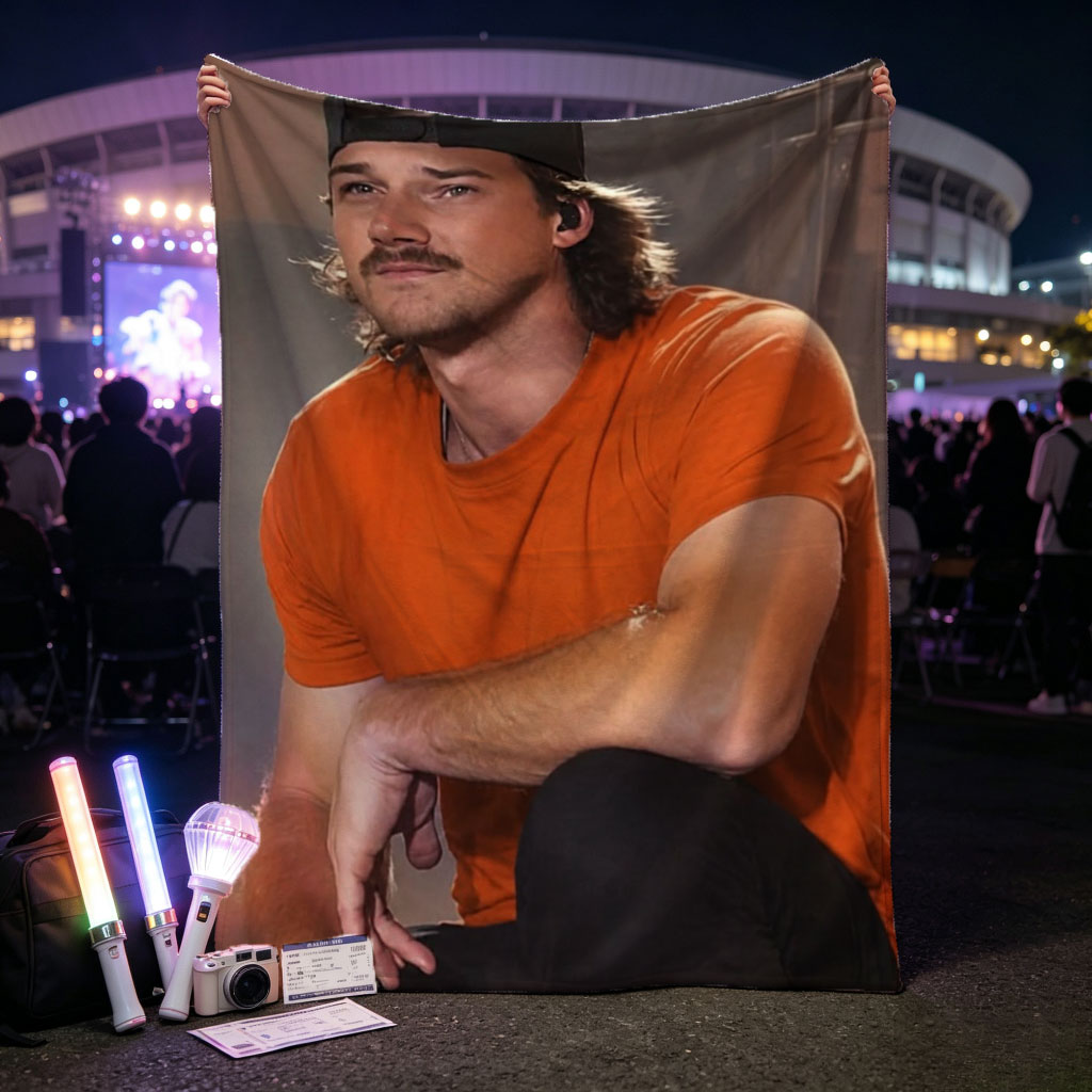 Morgan Wallen Live Performance Holding Microphone on Stage - Blankets