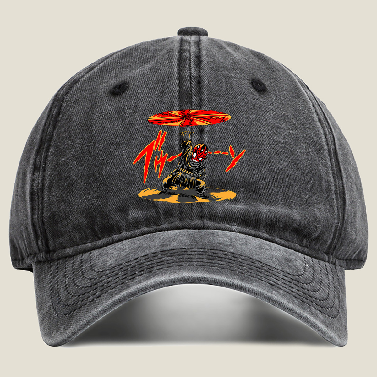 Darth Maul with Double-Bladed Lightsaber - Washed Denim - Baseball Cap