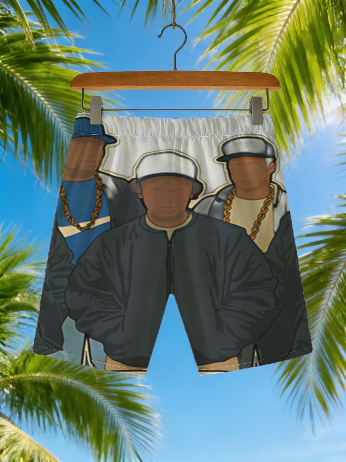 N.W.A. Members in Classic Hip-Hop Attire -  Beach shorts