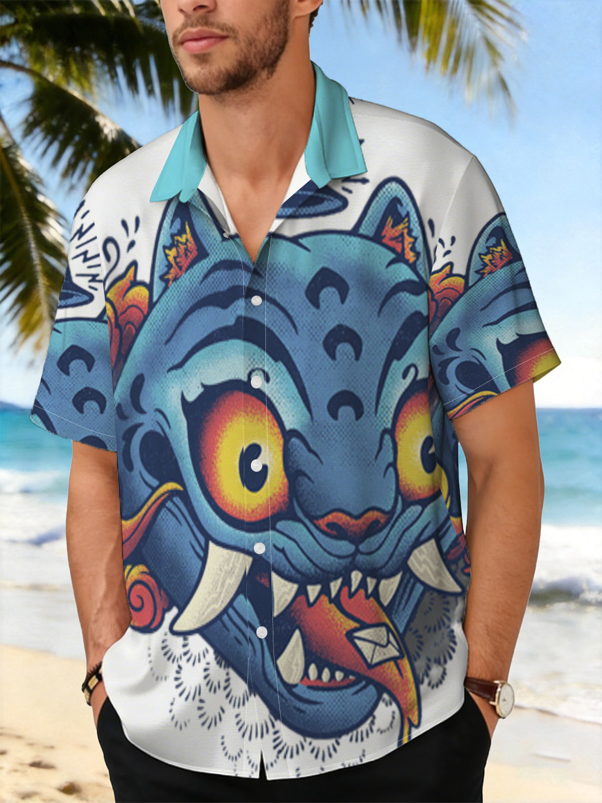 Blue Tiger with Bell and Envelope in Mouth -  Shirt