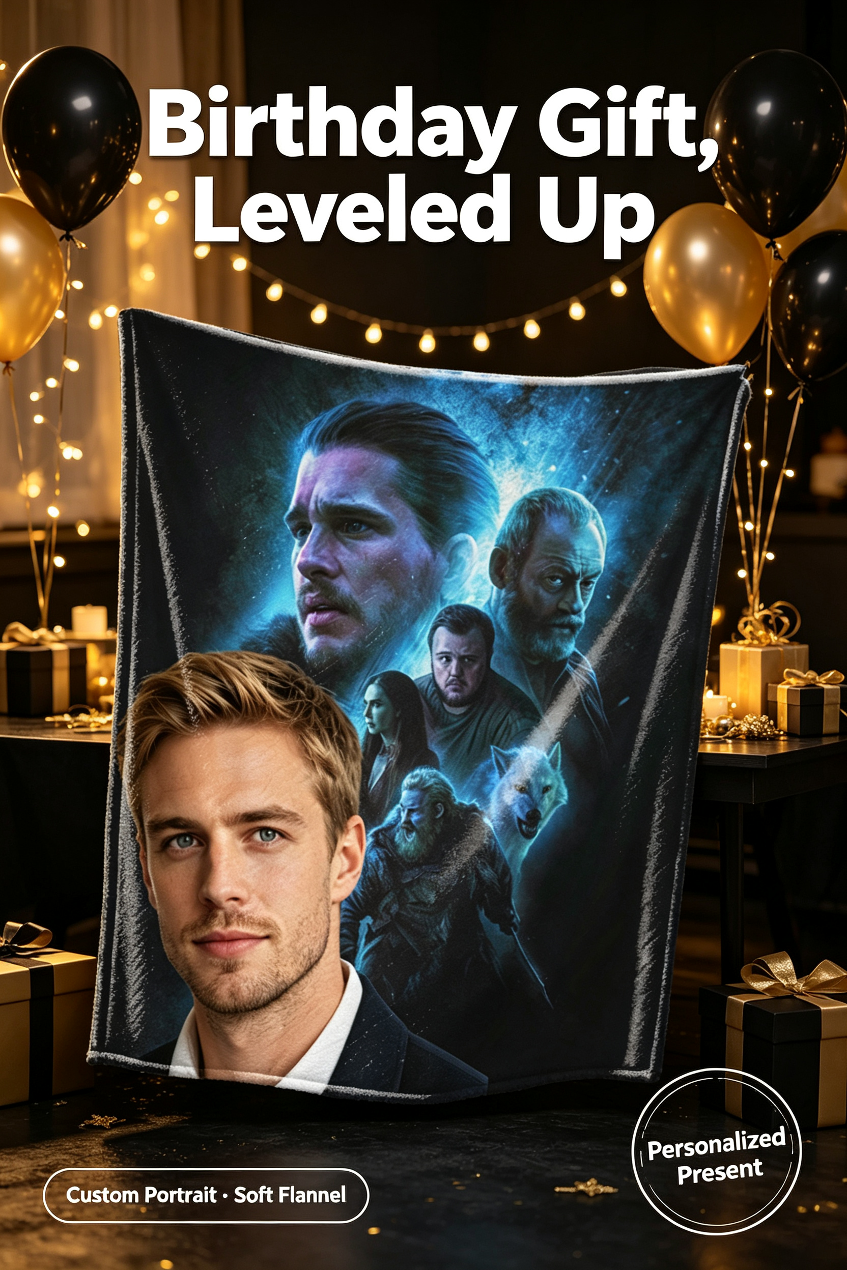 Custom Face Blanket Featuring Game of Thrones Characters Flannel Blanket Perfect for Couch or Bed Cozy Gift Idea for Fans and Collectors