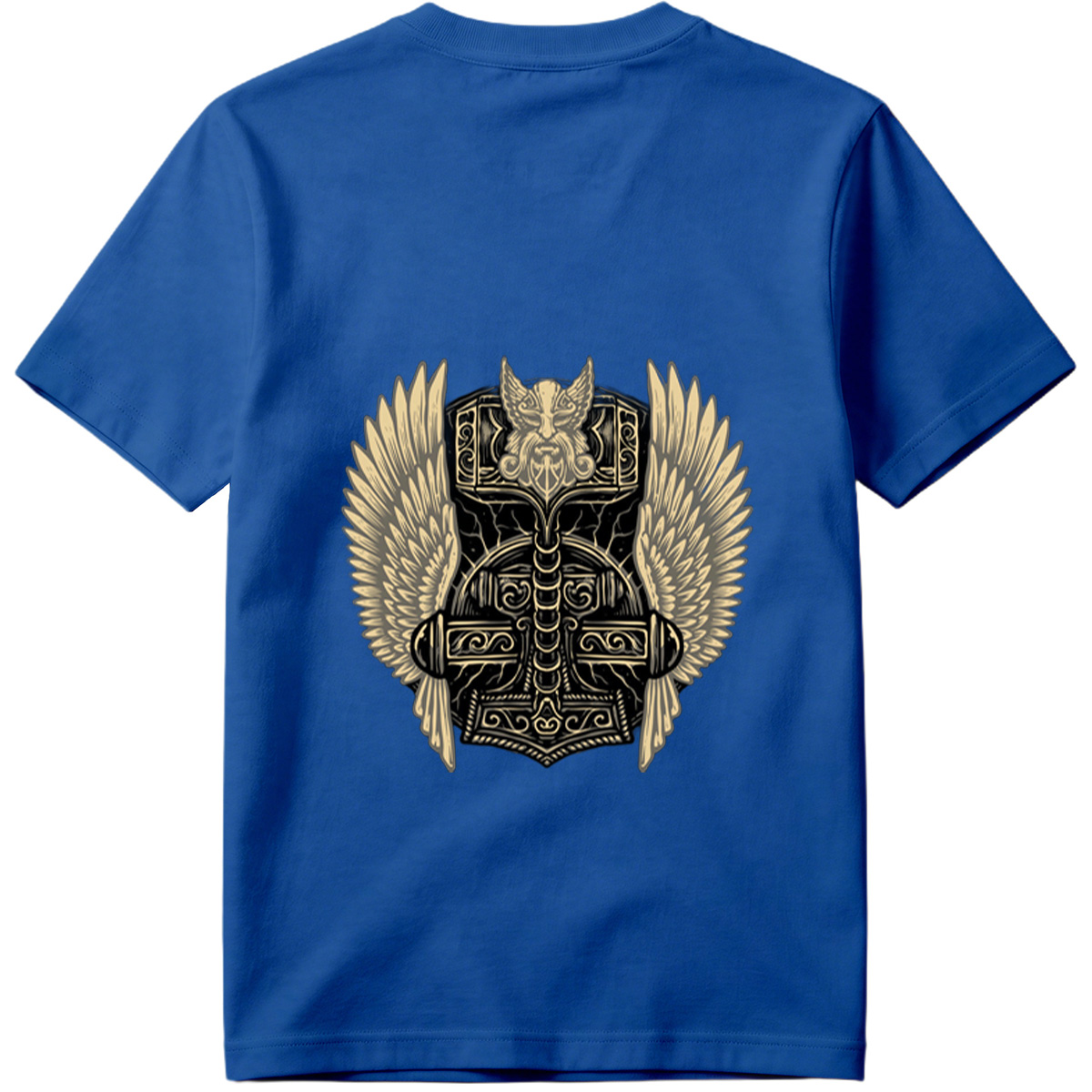 Thor's Hammer with Winged Viking Warrior Design - Tee