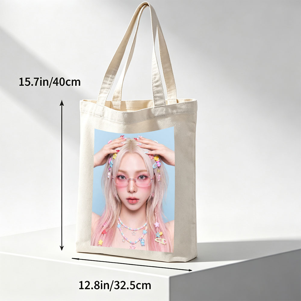 Dami Im in a Pastel-Themed Look with Colorful Hair Clips and Pink Glasses - Canvas tote bags