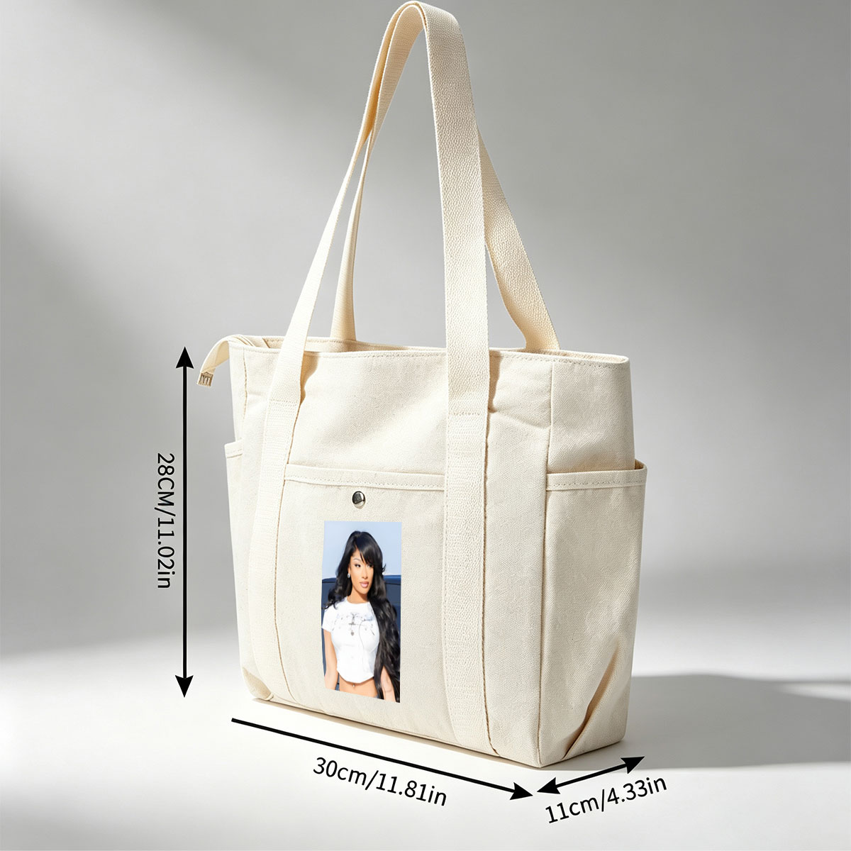 Nicki Minaj in a Stylish White Crop Top with Long Black Hair and Bold Makeup - Multi-pocket bags