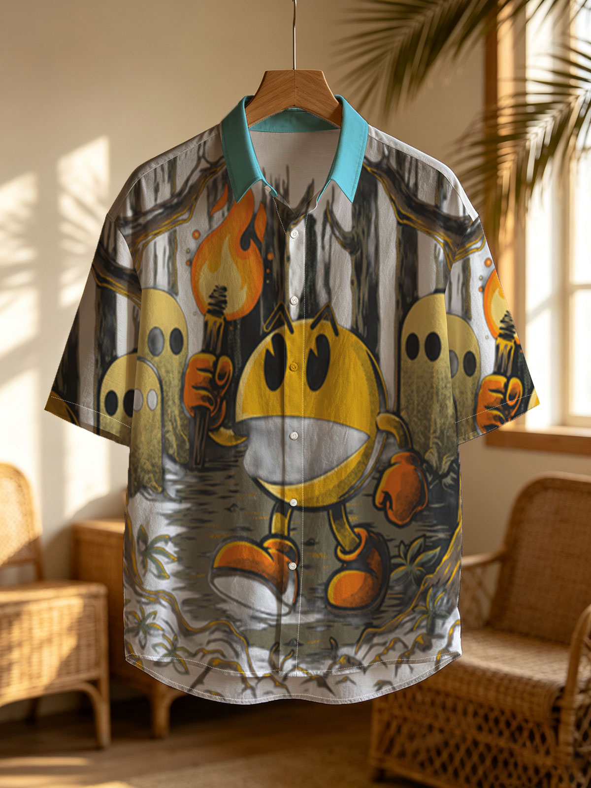 Pac-Man in the Haunted Forest with Ghosts and Torch -  Shirt