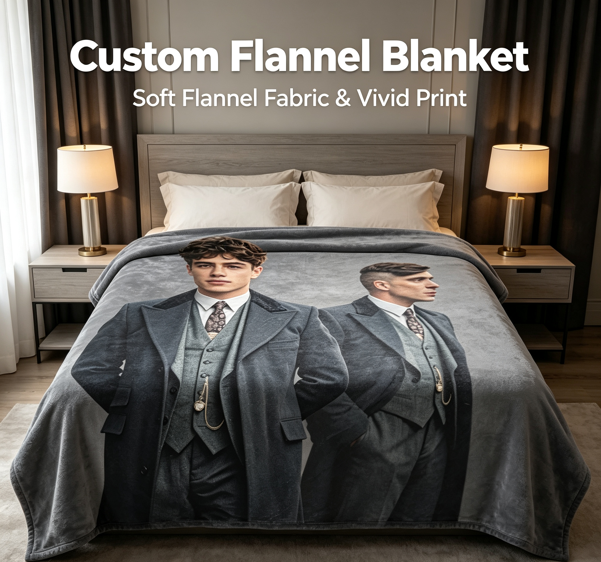 Custom Face Blanket Peaky Blinders Flannel Blanket for Home Decor and Cozy Nights Perfect Gift for Fans and Collectors
