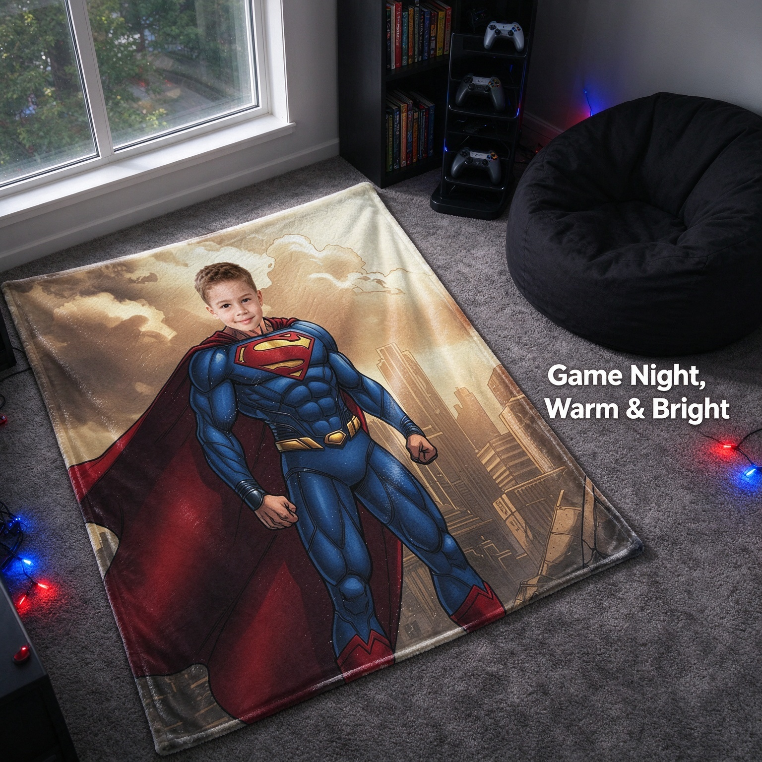 Custom Photo Superhero Flannel Blanket, Ultra Soft Personalized Comic Fleece Throw for Kids, Ideal Keepsake Gift