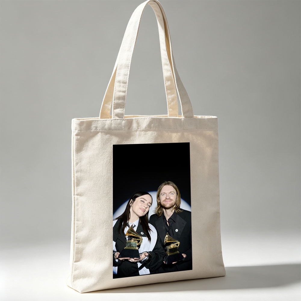 Billie Eilish and Finneas O'Connell at the Grammys Holding Awards - Canvas tote bags