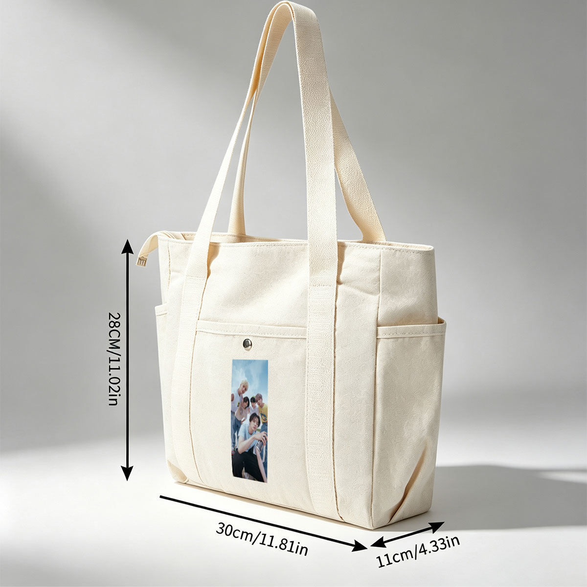 TXT Members in Casual Outfit Pose Outdoors with Cans and Expressive Gestures - Multi-pocket bags