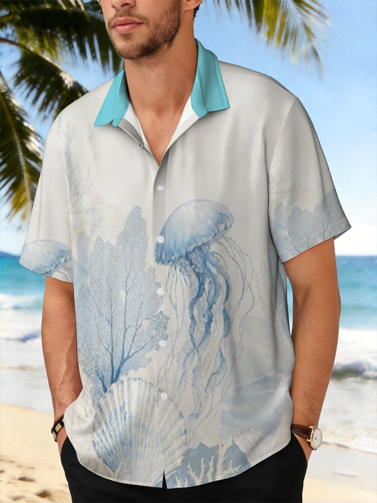 Underwater Serenity with Jellyfish and Seashells -  Shirt