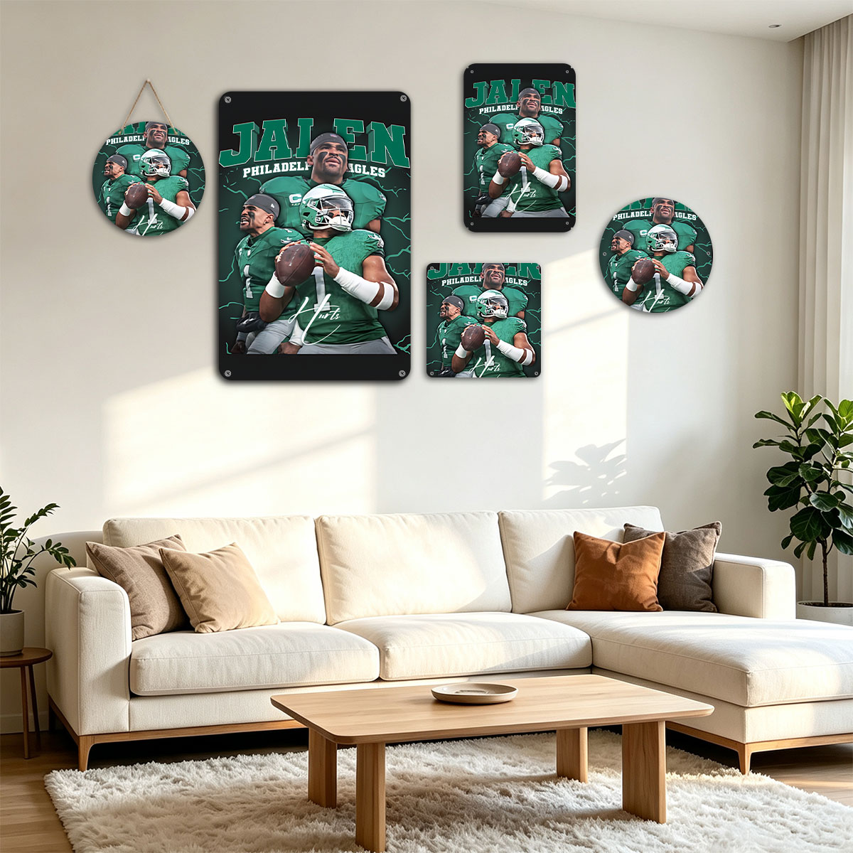 Jalen Hurts, Philadelphia Eagles Quarterback, in Action and Leadership Moments - painting