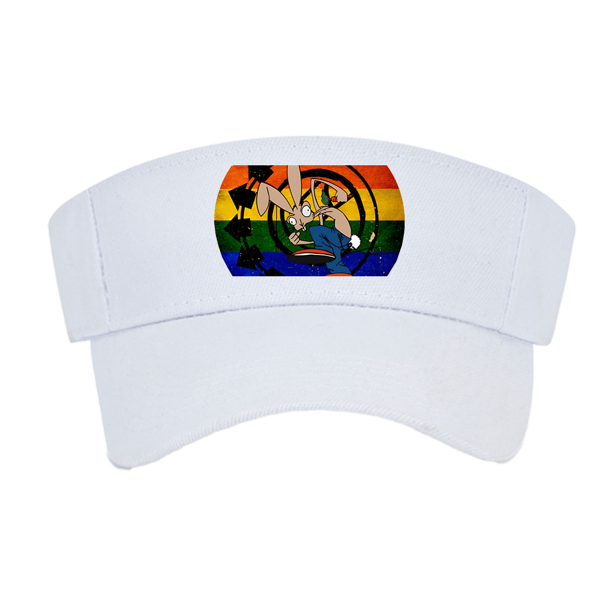 Bugs Bunny in Action: Classic Cartoon Character with Rainbow Background -  Visor cap