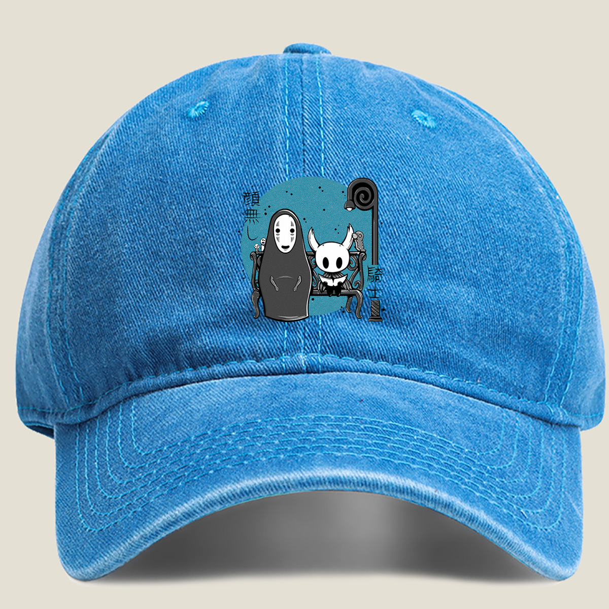 No Face and Hollow Knight - Washed Denim - Baseball Cap