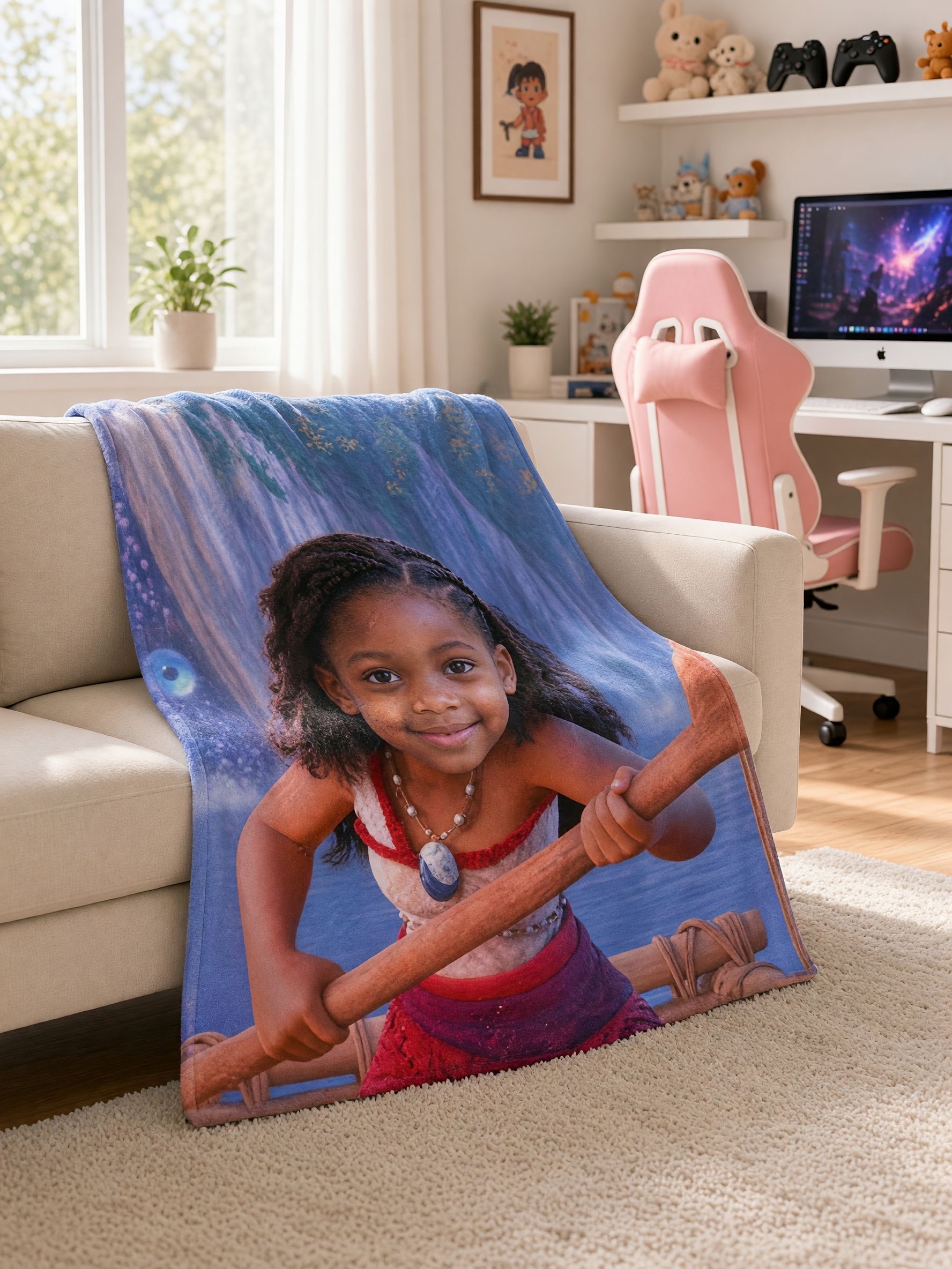 Custom Face Photo Blanket Personalized Flannel Throw Blanket for Bed Sofa and Travel Ideal Cozy Family Gift