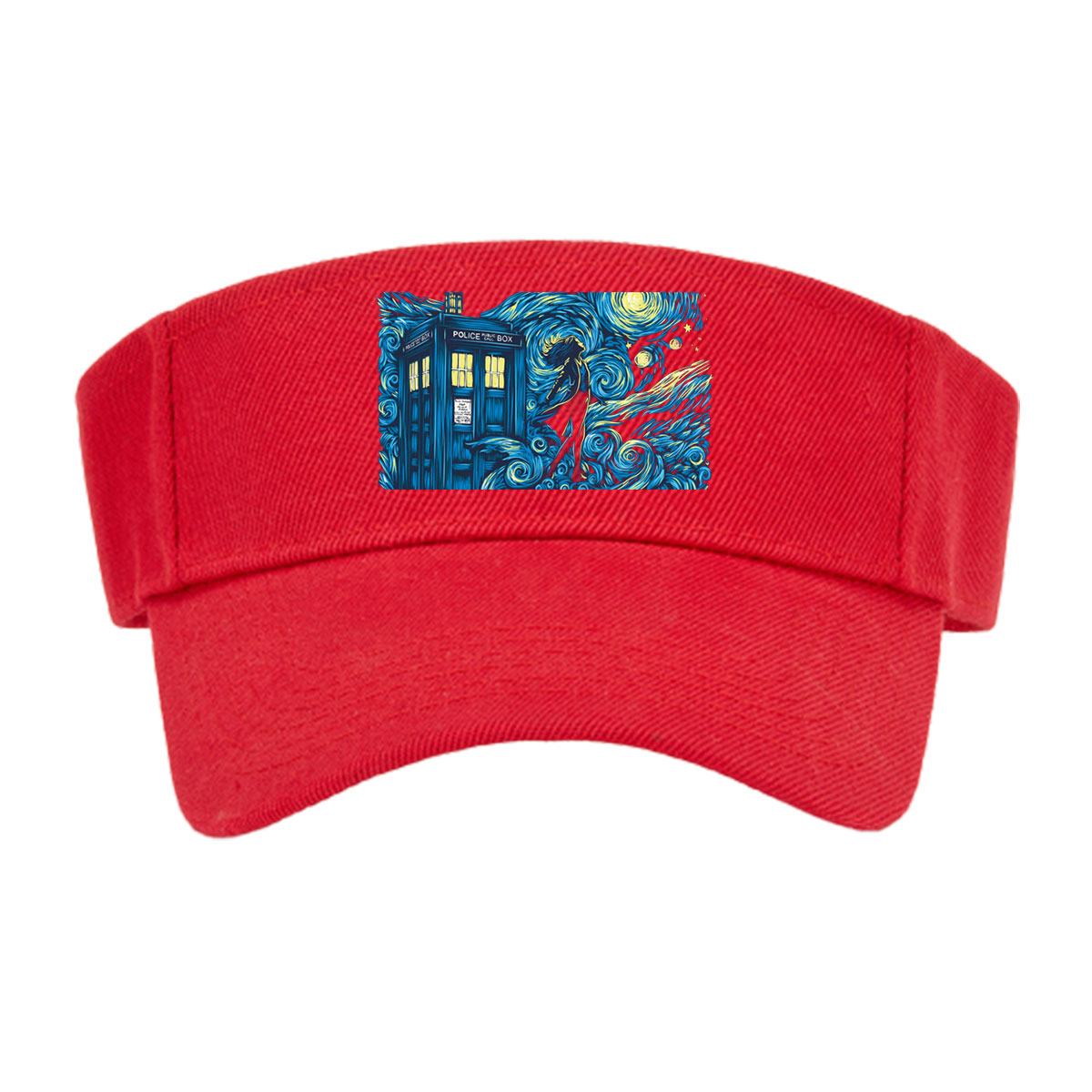 Doctor Who TARDIS in Starry Night Style with Silhouette Figure -  Visor cap