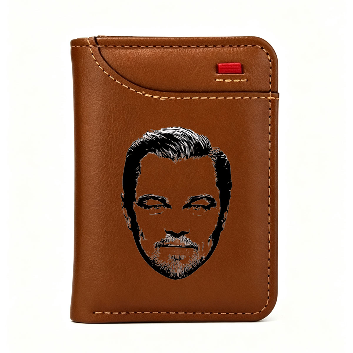 Sketch of a Bearded Man with Intense Gaze - Vertical Style Wallet