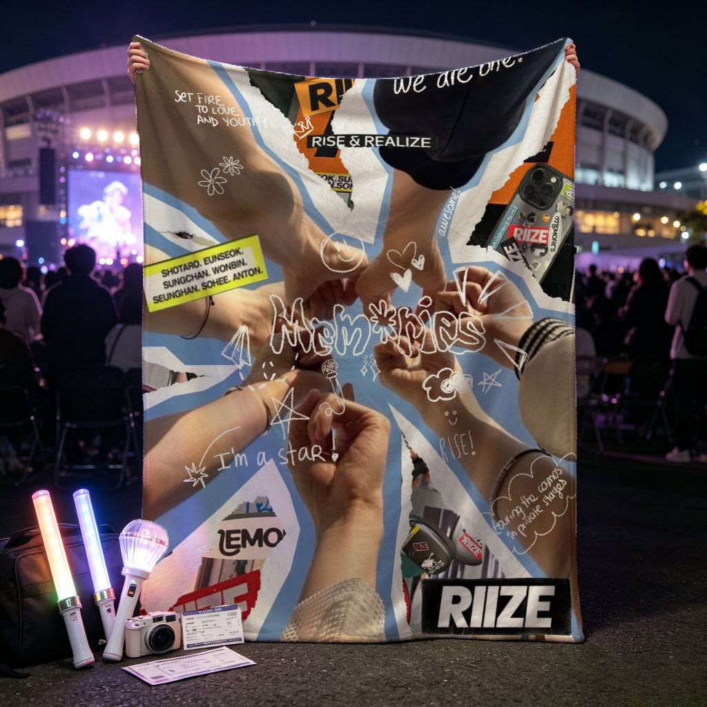 RIIZE Members Unite in a Vibrant Collage of Hands and Fans, Celebrating Unity and Memories - Blankets