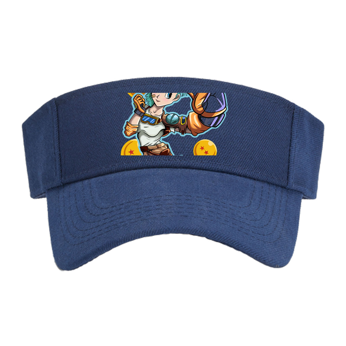Bulma from Dragon Ball, holding a scouter, surrounded by Dragon Balls -  Visor cap